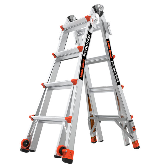 REVOLUTION 2.0, Model 17 - ANSI Type IA - 300 lb Rated, Aluminum Articulated Extendable Ladder with TIP & GLIDE Wheels and RATCHET Levelers - Image 2