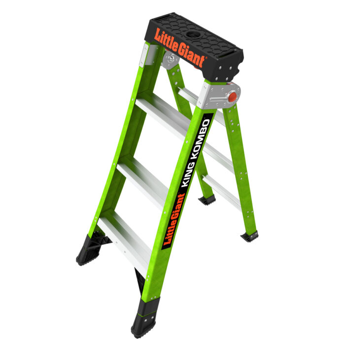 KING KOMBO Professional, 4' - ANSI Type IAA - 375 lb Rated, Fiberglass 3-in-1 All-Access Combination Ladder with Rotating Wall Pad - Image 2