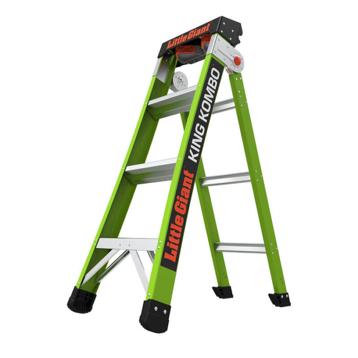 KING KOMBO Professional, 4' - ANSI Type IAA - 375 lb Rated, Fiberglass 3-in-1 All-Access Combination Ladder with Rotating Wall Pad (Retail Packaging - Only Available in Bundles of 16)