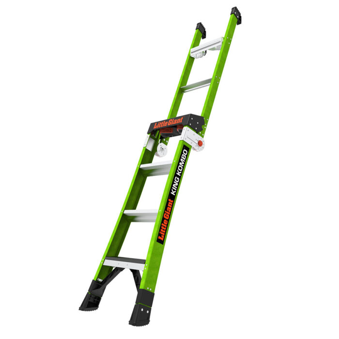 KING KOMBO Industrial, 4' - ANSI Type IAA - 375 lb Rated, Fiberglass 3-in-1 All-Access Combination Ladder with Rotating Wall Pad, V-Bar, Ground Cue, and Heavy-Duty Feet - Image 2