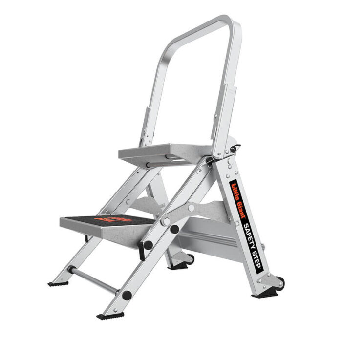 SAFETY STEP, 2-Step Model - CSA Grade IA - 300 lb/136 kg Rated, Aluminum Step Stool with Handrail