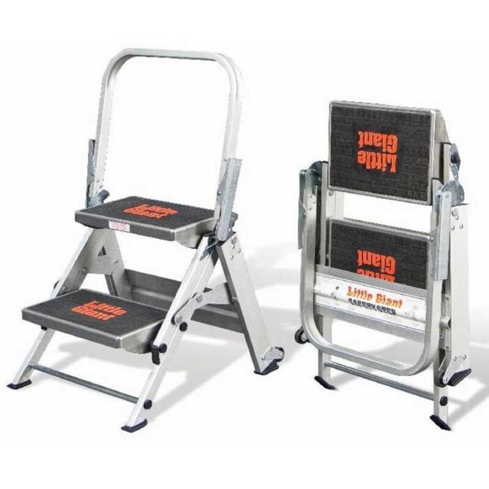 SAFETY STEP, 2-Step Model - AS/NZS Industrial - 150 kg Rated, Aluminum Step Stool with Handrail
