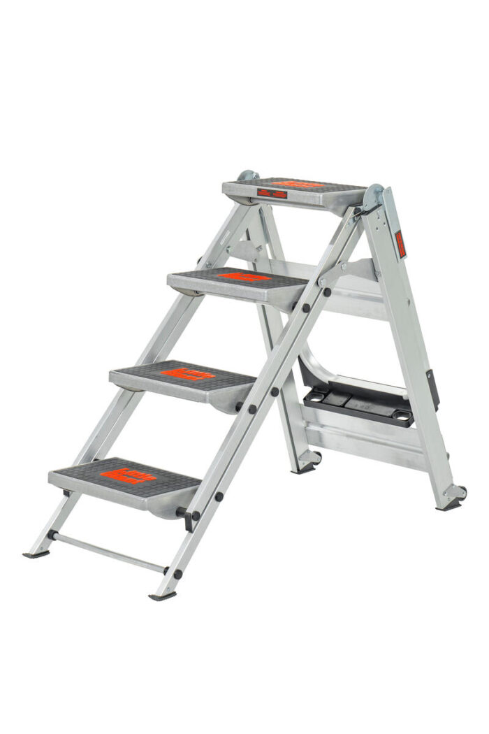 SAFETY STEP, 4-Step Model - EN 14183 - 150 kg Rated, Aluminum Step Stool with Handrail - Image 2