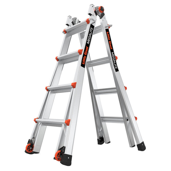 MEGALITE, Model 17 - ANSI Type 1A - 300 lb Rated, Aluminum Articulated Extendable Ladder with Accessory Ports