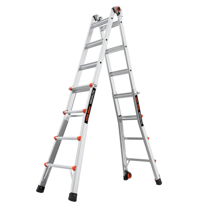 MEGALITE, Model 17 - ANSI Type 1A - 300 lb Rated, Aluminum Articulated Extendable Ladder with Accessory Ports - Image 2