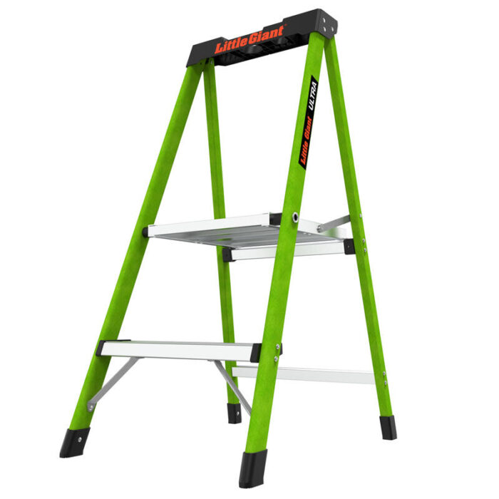 ULTRA, 2-Step Model - ANSI Type IA - 300 lb Rated, Fiberglass Step Stool with Tool Tray