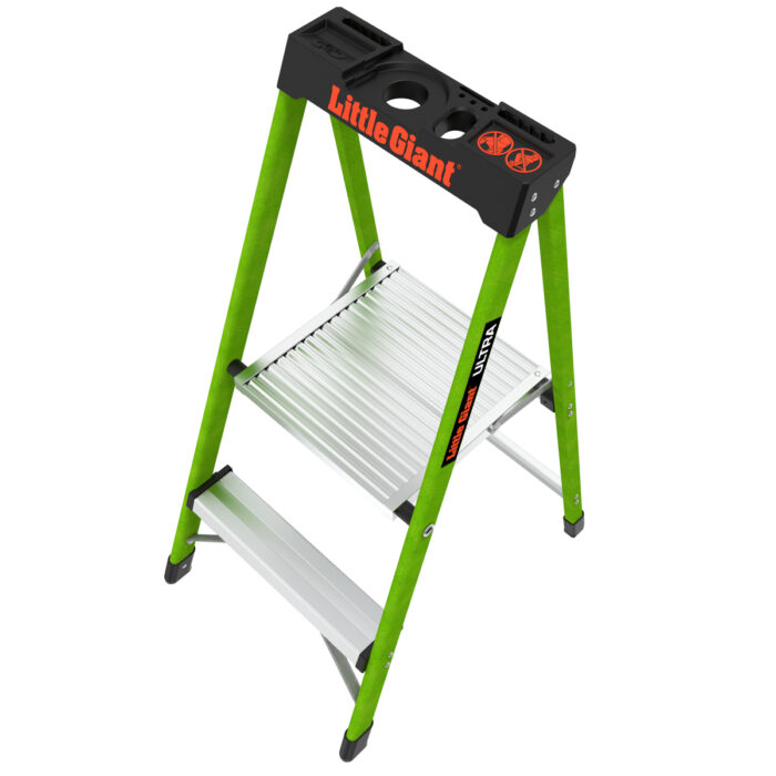 ULTRA, 2-Step Model - ANSI Type IA - 300 lb Rated, Fiberglass Step Stool with Tool Tray - Image 2
